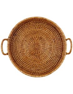 Plateau de Service Rond en Osier Inde Canne Bambou Rotin Plateau pour Organiser les Fruits et Légumes Service Alimentaire Facile avec Assiettes - Product Image 3