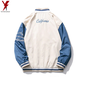 แจ็คเก็ตเบสบอลสำหรับผู้ชาย,เสื้อบอมเบอร์สไตล์นักบินแขนหนังแท้ทรงหลวมพิเศษปักลาย - Product Image 3