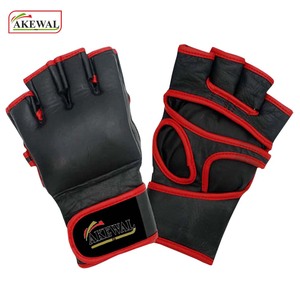 High Quality Customized Logo Printed Cowhide Leather Punching MMA PU Boxing Gloves with <b>Hand</b> Grips Waterproof OEM Service - Product Image 2