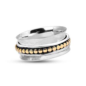 Dot <b>Ball</b> <b>Spinner</b> Ring Plated Manufacturer Handmade Band Ring Jewelry Gold 925 Sterling Silver Lovers Picture Designer Ring - Product Image 3