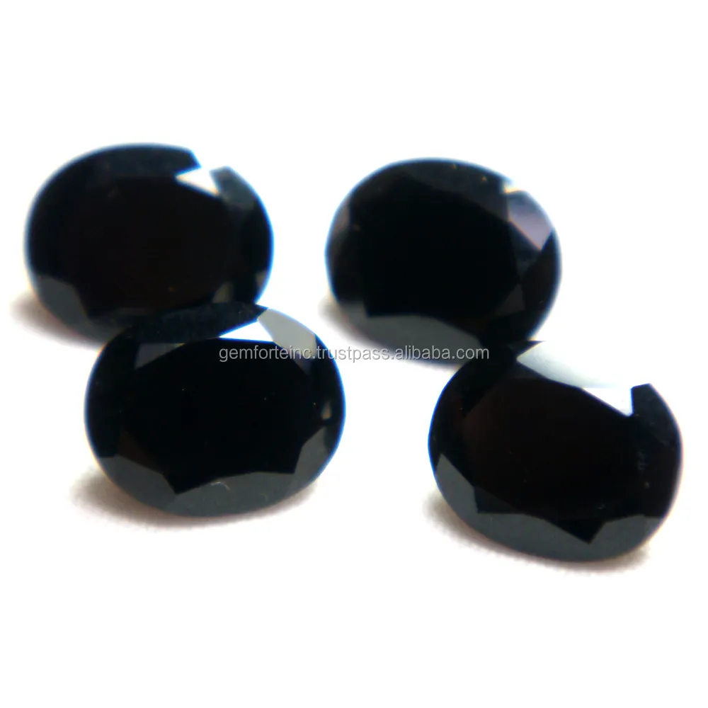 Ónix preto certificado, formato redondo oval e corte facetado, jóias DIY de ônix de alta qualidade, pedras preciosas de ônix preto baratas por atacado