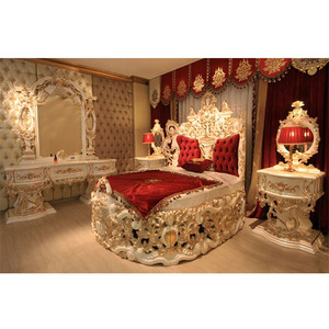 Meubles de chambre à coucher de luxe en bois de teck, style baroque, lit royal, nouvelle arrivée - Product Image 1