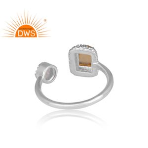 Anillo de Plata de Ley 925 con gema de Luna y arcoíris para mujer, joyería hecha a mano, anillo abierto - Product Image 4