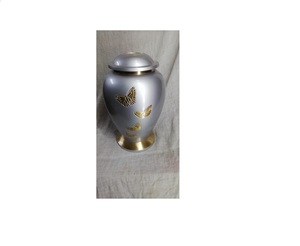 Brassworld India's White Brass Adult Cremación Urna American Metal Funeral Supply Grabado Burial Urna para cenizas - Product Image 4