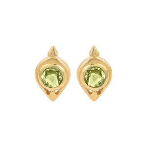 Pendientes minimalistas de Plata de Ley 925 con gema de peridoto Natural, joyería fina, chapado en oro, precio barato - Product Image 1