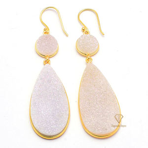 ต่างหูอัญมณีดรูซี่สีรุ้งสุดสวย925ต่างหูชุบทอง18K สีเงินสเตอร์ลิง - Product Image 2