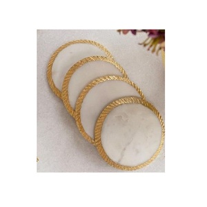 Đế Lót Ly Hiện Đại Thủ Công Màu Vàng Cẩm Thạch Trắng - Product Image 3