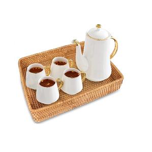 Bandeja de servicio de ratán hecha a mano en color marrón con marco de madera perfecta para bandeja de servicio de hogar y cocina - Product Image 6