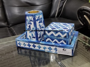 Coffret cadeau Ramadan Mubkhar avec plateau, ensemble de brûleur à bakhoor en résine artisanal et plateau de service Madkhan - Product Image 2