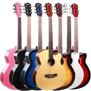 Toptan ucuz müzik aletleri çin fabrika özel Logo ve renk 40 inç kesit Basswood gitar akustik
