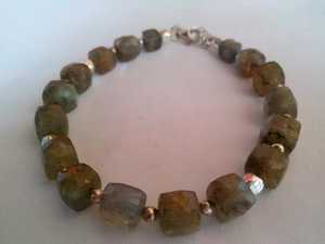 92.5 argent Sterling naturel Labradorite Cube forme facettes pierres précieuses perles à la main belle manchette Bracelet en gros - Product Image 5