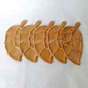 Bol de service en forme de feuille en bois de teck écologique ensemble de vaisselle vaisselle et assiettes ustensiles de cuisine - Product Image 2