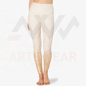 Leggings de yoga à taille haute personnalisés de haute qualité pour femmes avec logo de marque, en spandex et polyester - Product Image 3