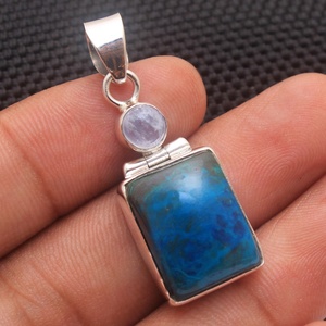 חדש מיוחד מעצב cacoxenite gaspeite shattuckite אפצ 'י זהב שני חן תליון 925 כסף סטרלינג תכשיטי כסף תליון - Product Image 6