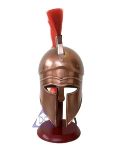 Casco medieval corintio con pluma roja personalizada Metal griego Spartan Armour Knight Crusader casco para disfraz jugar Halloween