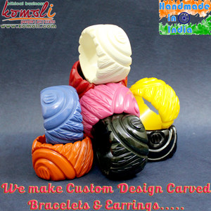 กว้างดอกไม้หลายสีแกะสลักวินเทจ Bakelite กลุ่มเครื่องประดับที่กำหนดเอง - Product Image 3