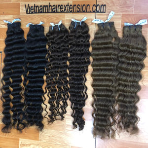 2020 Hot <b>Sale</b> Machine Weft Raw Virgin Remy Curly <b>Hair</b> <b>Extensions</b> 100 Gram Vietnam Wholesale - Product Image 1