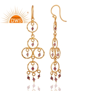 Boucles d'Oreilles Tourmaline Rose Plaqué Or 18 Carats Créateur de Bijoux Boucles d'Oreilles Lustre en Argent 925 Fabricant Collection Vintage - Product Image 2