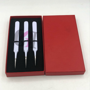 แหนบต่อขนตาสแตนเลสมืออาชีพเคลือบผงสีขาวปรับแต่งโลโก้ได้ตามต้องการ - Product Image 3