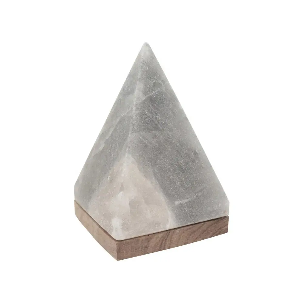 USB Grey Pyramid Shaped Rock Salt Lamp Himalayan Pink Color Salt Crafted Lamp-Sian Enterprises