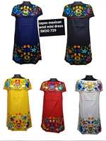 Robe longue d'été en rayonne à imprimé floral, style bohème indien et mexicain, col rond, manches courtes, pour femme, vente en gros