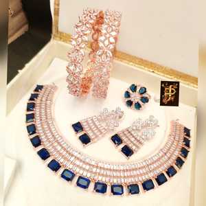 Collier, boucles d'oreilles, bracelets et bagues combinés, pour jolies femmes, création en inde, bijoux de shopping, nouvelle collection - Product Image 2