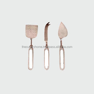 Juego de cubiertos de queso con mango en espiral real Juego de queso de estilo occidental de acero inoxidable con mango hecho a mano trenzado en espiral de latón - Product Image 3