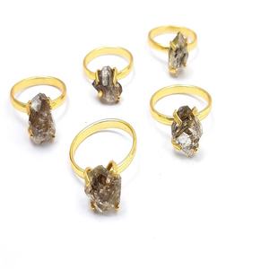 Herkimer Diamond April Birthstone <b>Ring</b> Raw Prong <b>Set</b> in <b>Sterling</b> <b>Silver</b> for Wedding Engagement Party Anniversary or Gift - Product Image 1