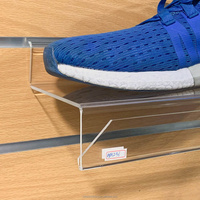 Étagère de présentation de baskets et support à chaussures en acrylique transparent écologique pour mur à panneaux, montage facile pour la promotion en magasin