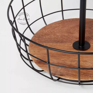 Soporte de cesta de alambre de metal de 2 niveles con base de madera elegante y funcional para organizar la cocina y la decoración del hogar - Product Image 3