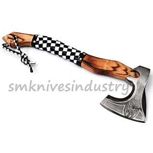 Échancrée en bois damas fait-main, 18 pouces, manche en bois trempé, belle axes (Smk1946) - Product Image 3