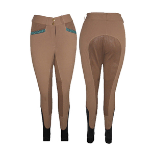Jodhpurs équestres taille haute avec logo personnalisé Culotte d'équitation Pantalon imprimé en silicone Produits personnalisables pour chevaux - Product Image 1