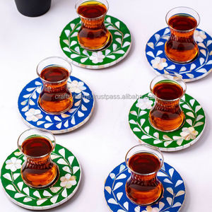 มือประดิษฐ์แม่มุกฝังจานรองแก้วแฮนด์เมดแม่มุกชาจานรองแก้วสําหรับบนโต๊ะอาหารกาแฟถาดจานรองแก้วขายส่ง - Product Image 2