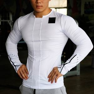 Camiseta deportiva de manga larga para hombre EVERGLOW 100% algodón popelina Color sólido Camisetas cuello redondo de entrenamiento para primavera otoño Fitness - Product Image 1