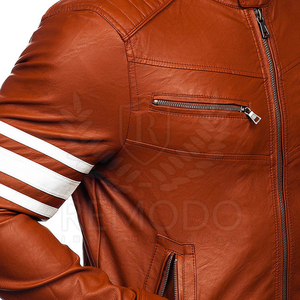 New Arrival <b>Men's</b> High Quality Winter Cow Skin Leather Motorcycle <b>Jacket</b> with Stand Collar - Product Image 4