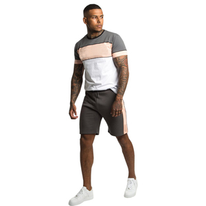 ผู้ชายขายส่งที่กำหนดเองสลิมฟิตคู่ชุดเสื้อยืดและกางเกงขาสั้นการออกแบบใหม่ผ้าฝ้าย100% ผู้ชายชุดคู่ - Product Image 1