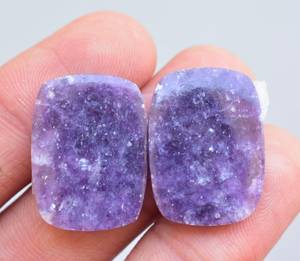 Cabochon de pierre précieuse violette, 1 paire de pierres précieuses, en lépidolite naturelle, pour boucles d'oreilles, piston ample, vente en gros - Product Image 1