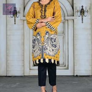 High Quality Modern Handmade Cotton Indian Pakistani <b>Kurtis</b> with Digital Print Stone Work for Party Wear - Product Image 6