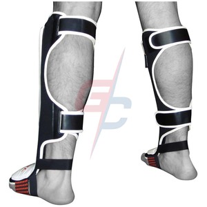 Protège-tibias en cuir avec rembourrage en gel (paire)-Blanc | Protège-tibias MMA Protège-pieds Muay Thai Protector - Product Image 4