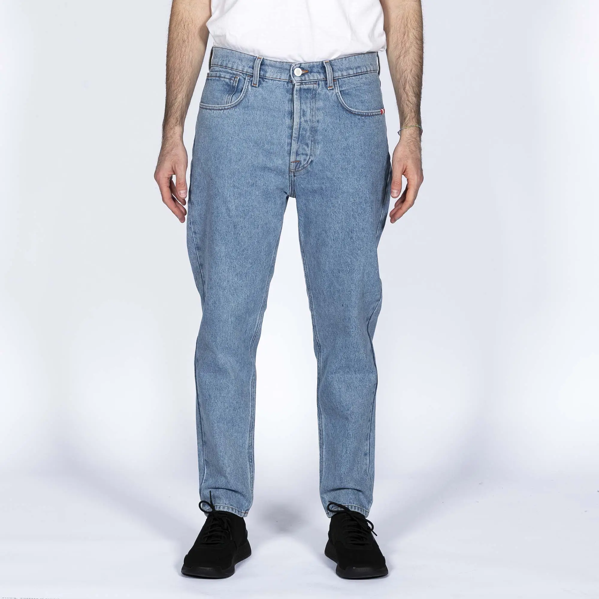 Italian Wholesale Amish Jeremiah Denim Bleached Regular Fit Light Blue Jeans for Men Clothing