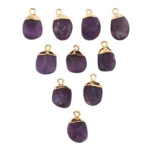 ขายส่งเครื่องประดับธรรมชาติTumble Shapeอเมทิสต์ตัวเชื่อมต่อทองเหลืองทองชุบdiyเดี่ยวประกันตัวเชื่อมต่อจี้Birthstone - Product Image 1