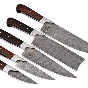 Handmade Damascus Steel Kitchen <b>Knife</b> <b>Set</b> High Quality Fixed Blade <b>Knives</b> Rose Wood Handles Customizable OEM Support Chefs - Product Image 1