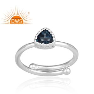 Bague en pierre précieuse pour femme, bijoux en topaze bleue, dispositif de joaillerie attrayant, nouvelle collection - Product Image 2