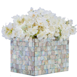 Mother Pearl Plateau de service Couleur blanche Mosaïque Design pour Table à manger Jardin Chambre Maison Hôtel Tradnary Floral Pot Fleurs - Product Image 1