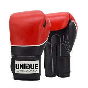 Vente en gros Gants de boxe en cuir de vachette véritable OEM Logo imprimé personnalisé Équipement de gymnastique lacé confortable pour adultes 16oz Arts martiaux - Product Image 2