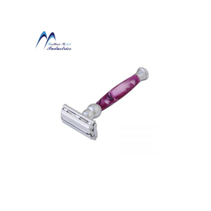 Pearl Best Quality Double Edge Butterfly Safety <b>Razor</b> Metal Brass Handle Stainless Steel <b>Blade</b> for Men's Beard Use Low Price - Product Image 1