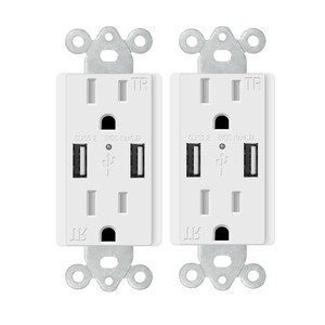 Keygma USA tiêu chuẩn thông minh chip thông minh <span class=keywords><strong>USB</strong></span> ổ cắm 2 cổng 5V 4.2A tường cắm Outlet - Product Image 2