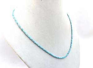 92.5 argent Sterling plaqué or 18 "crochet réglable collier naturel véritable Larimar 3-3.5mm perles tour de cou religieux - Product Image 4