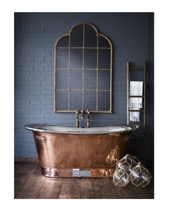 Baignoire en cuivre au design traditionnel avec égouttoir pour salle de bain ou villa polie - Product Image 1