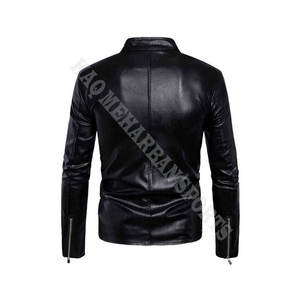 Blouson en cuir PU homme, tenue d'automne décontracté, pour motard, moto, - Product Image 4